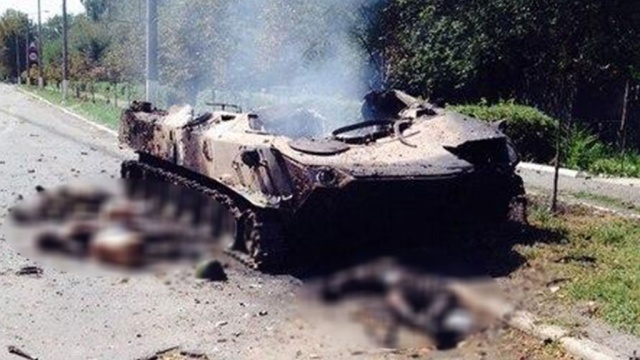 Ополченцы уничтожили колонну украинской техники под Шахтёрском