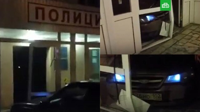Пьяный пассажир такси врезался в полицейский участок в Уфе